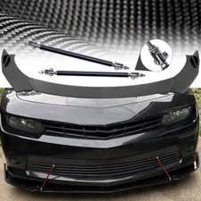 For Chevrolet Comaro Carbon Fiber Front Bumper Lip Splitter+Spoiler+Strut Rods