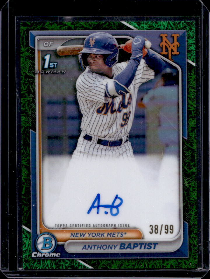 2024 Bowman Anthony Baptist Chrome Prospect Auto Grass Green Refractor 1st #/99