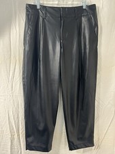 A New Day Womens Pant 14 Black Faux Leather Trouser Y2K 90s Going Out Club Ankle