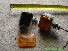 Vtg. Pair Motorcyclebikerat Rod Fender Amber Square Turn Lights Projectrepair Vtg. Pair Motorcyclebikerat Rod Fender Amber Square Turn Lights Projectrepair
