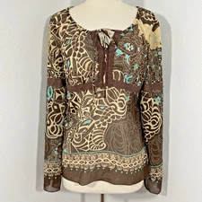 xhilaration Top Womens Medium Floral Empire Waist Boho Festival Y2K