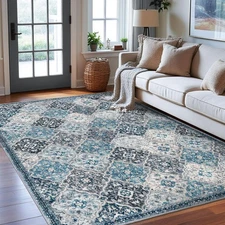 6x9 Area Rug, Moroccan Super Soft Vintage Washable Living Room Rug, Large Non...