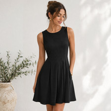 Calvin Klein Sleeveless Dress Women's Size 4 Black Business Sophisticated Party