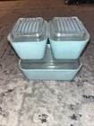 3 Vintage Pyrex Refrigerator Dish Set With Lids Turquoise EUC