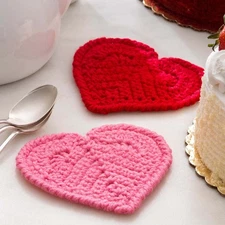Red Heart® Valentine Heart Coaster Crochet Kit