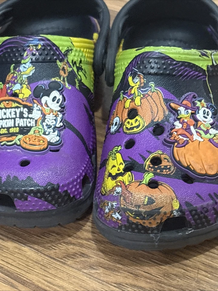 Crocs Bebé Niño Niño Niños Niñas Talla 7C Parche Calabaza Halloween Zapatos Zuecos Foto 2 de 4