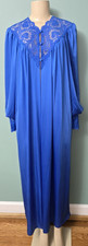 Vintage Blue Shadowline Peignoir Set Robe and Nightgown Size Small