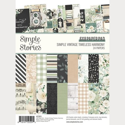 Simple Stories Lot 5 Vintage Timeless Harmony Paper Pad Die Cuts Brads Dots