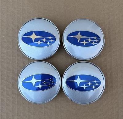 Set Of 4 Subaru Silver Blue Wheel Center Cap, 28821SA030