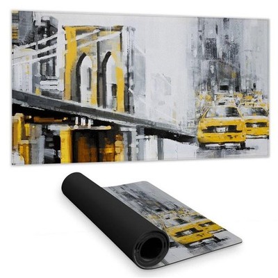 Begin Home Decor C1DM1531LS8FHJ 16 x 32 in. Yellow Brooklyn Bridge Taxis Desk...