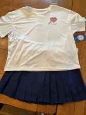 NWT Life Is Good Active Women's 2-Piece Tennis Skort/Tee Navy/White Medium