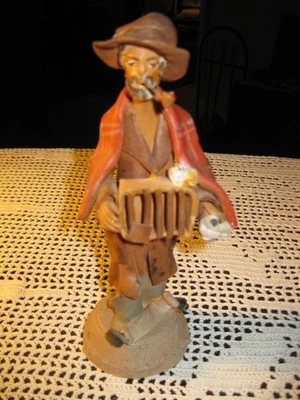 Terrakottafigur aus Italien Vogelhändler Figur Krippenfigur 20cm Mann mit Pfeife - Bild 1 von 4