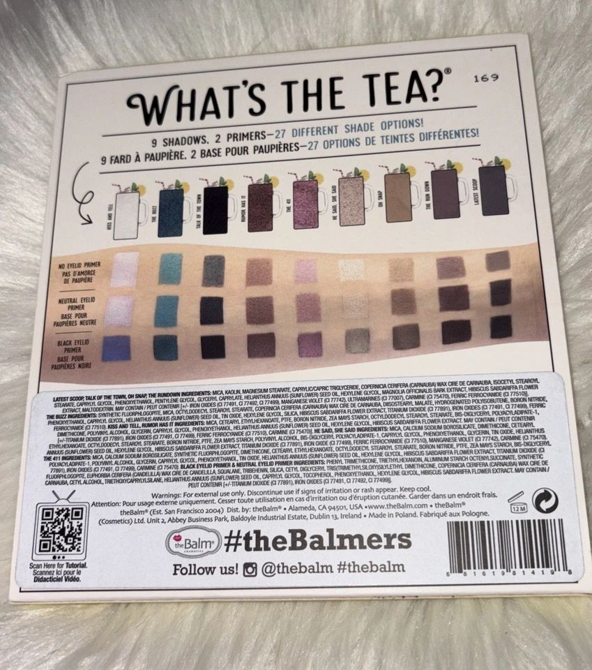 What's the Tea? Ice Tea Eyeshadow Palette Cool Shades with Primer Balm Cosmetics - Image 2 of 4