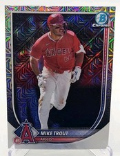 2025 Bowman Chrome Mike Trout Mojo Refractor Mega Box #1 Anaheim Angels & Base.