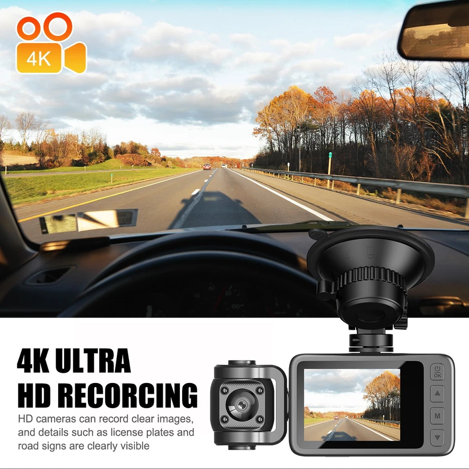 Front and Rear 4K Dash Cam View 120° Car Camera Night Vision with Built in WiFi - Image 4 of 4