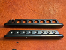 Pearson Black 7 Pool Cue Wall Rack with Bridge Stick Holder.