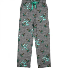 Minecraft Mining Diamonds Men's Sleep Pants Grey