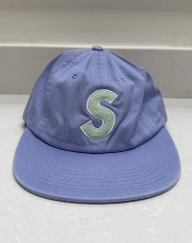Casquette 6 panneaux feutre logo SS18 Supreme S violet clair 2018 NEUF