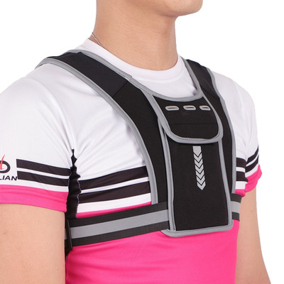 Reflektierende Laufweste mit Handyhalter & Flaschentaschen - hohe Sichtbarkeit