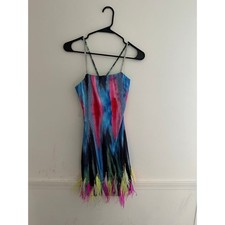 Colorful Strappy Bodycon Mini Dress with Feather Trim