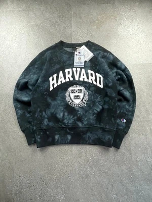 Sweat - pull crewneck Champion Harvard University noir blanc tie dye neuf - Photo 1/4