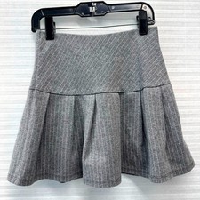 H M Girls Grey Pinstripe Pleated Skirt School Uniform Sz 6-8Y 122/128 Mini Skort