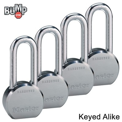 Master Lock High Security Padlocks - (4) Keyed Alike w/ BumpStop  6230NKALH-4