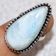 Rainbow Moonstone 925 Silver Plated Ring US 5 Stylish Jewelry Fashion Sale JW