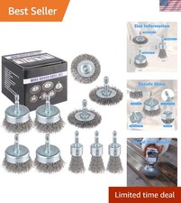 10 Pack Carbon Steel Wire Wheel Brush, Cup Brush Set | 1/4-Inch Round Shank, ...
