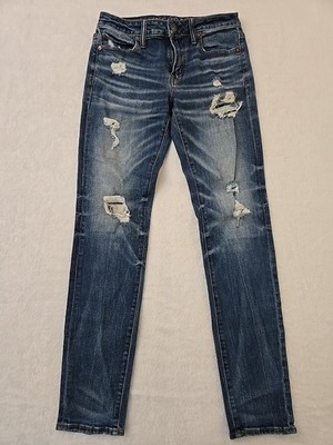 American Eagle 2020 Airflex+ Skinny Jeans Mens Sz 30x34 (29x32 Distressed Denim 