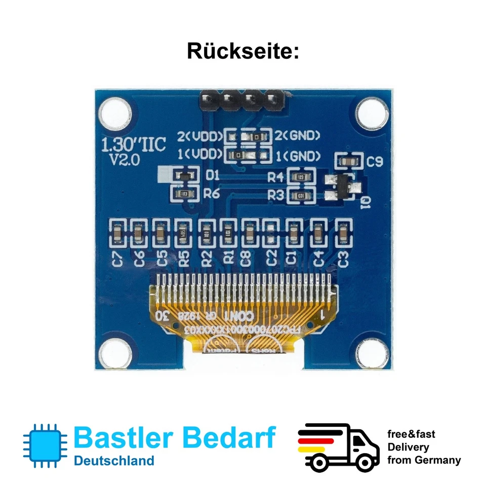 1,3” ZOLL OLED Display Arduino 128x64 SSH1106 I2C IIC weiß Raspberry Pi - Bild 2 von 4