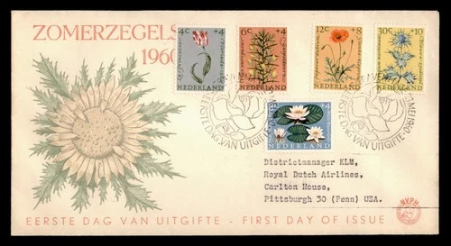 DR WHO 1960 NETHERLANDS FDC FLOWER CACHET SEMI POST COMBO w29743
