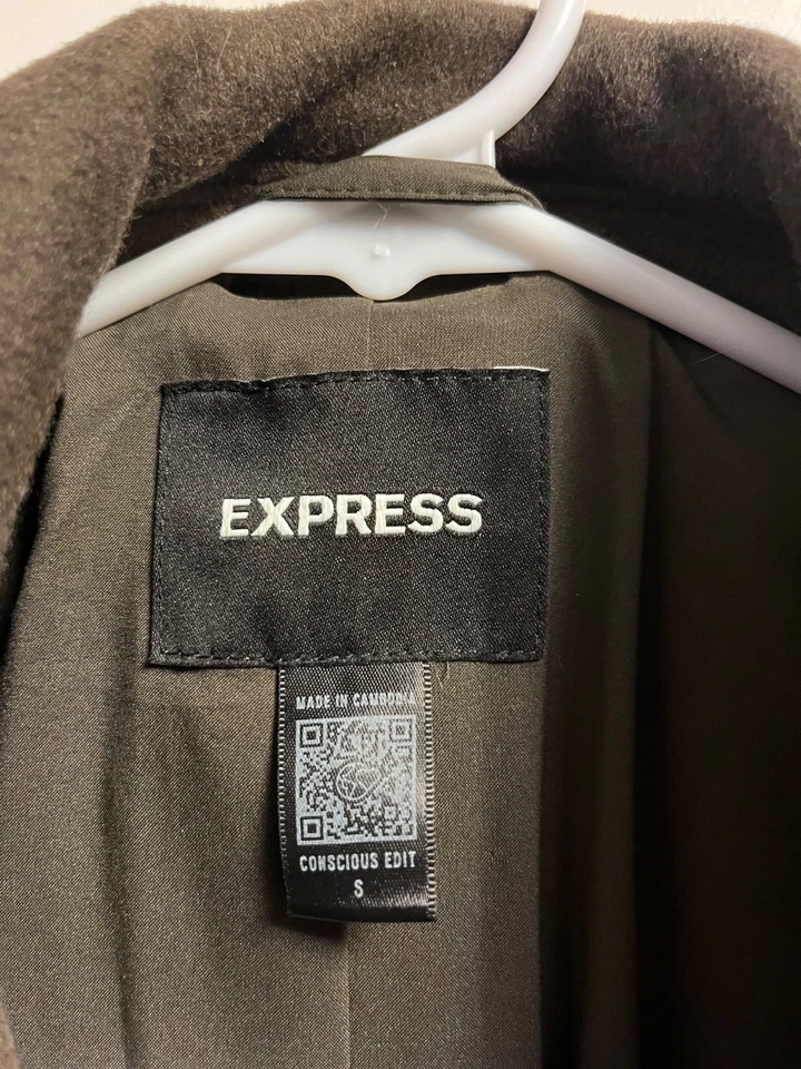 Abrigo Largo Express Clásico Mezcla Lana Estilo Militar Marrón Chocolate Foto 4 de 4