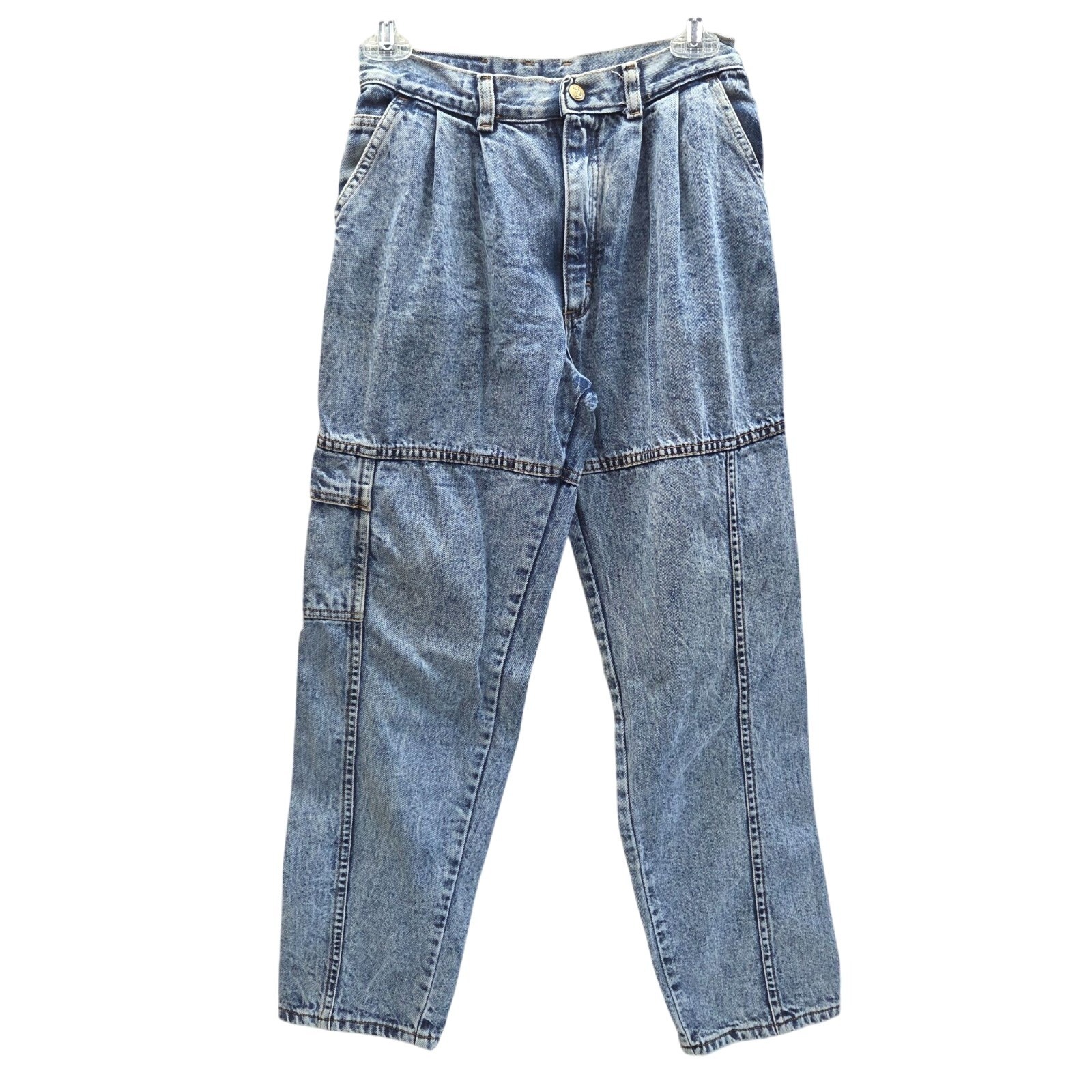 Vintage Lee Acid Wash Baggy Cargo Jeans Pleated Front