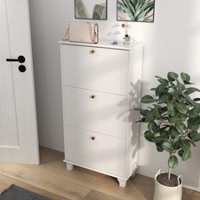 Shoe Storage Cabinet with Flip Drawers and Adjustable Shelf