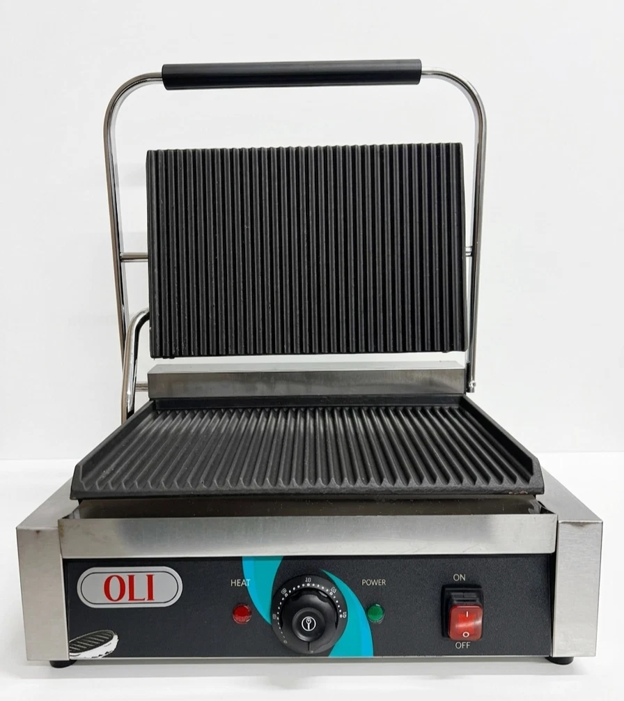 Commercial Single Contact Grill All Grooved Panini Press Sandwich Toaster 2.2kw
Opens in a new windo