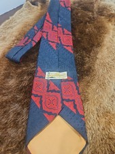 Gino Pompeii Mens Tie Navy Red Damask Geometric Italy