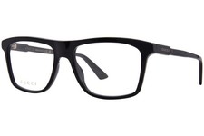Gucci GG1820O 001 Eyeglasses Frame Men's Black Full Rim Rectangle Shape 55mm