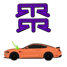 PAIR (2) SRTR Fender Badge Purple on Black Side Emblems Nameplate Decal Drift.