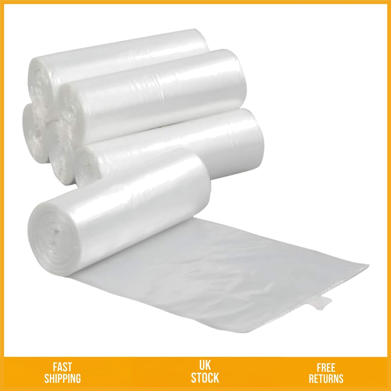 Durable Leakproof Clear Garbage Bin Liners 15 Litre Trash Bags 6 Rolls Pk 150