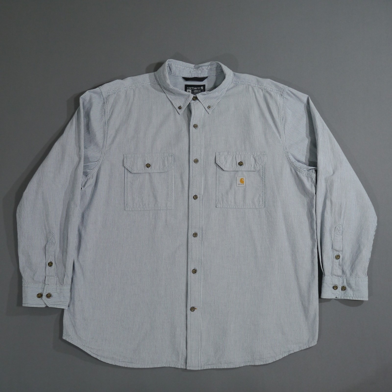 Carhartt Loose Fit Midweight Chambray Long Sleeve Shirt Mens 2XL Chest Pockets