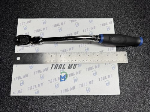 Snap-on Tools NEW POWER BLUE 3/8" Drive Soft Grip Bent Flex Head Ratchet FHBF80A - Picture 2 of 15