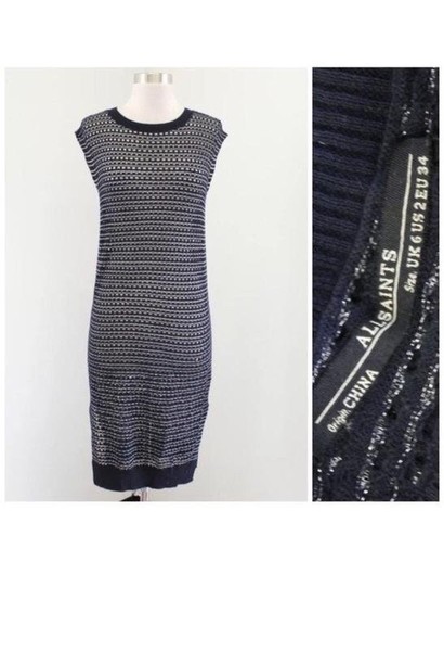 Women AllSaints Dress Black Cotton 40 / L / 48