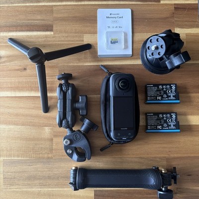 Insta360 X5 360 Camera+2 Battery Motorcycle+Suction+Invisible Arm/Grip +64GB