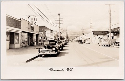 Cloverdale BC Street Scene Fraser Valley Taxi Dann's Walker Ward RP Postcard H73