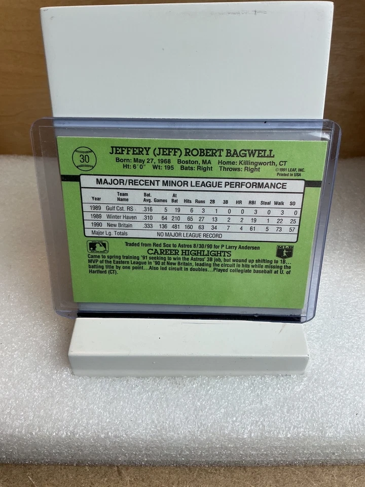 1991 Donruss The Rookies - Jeff Bagwell #30 (RC) - Image 2 of 2
