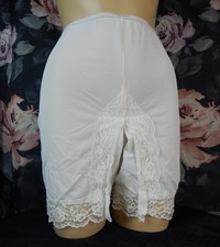 Vintage Olga Ivory Nylon Lace Pettipants Hi-Waist/Long Leg S/M