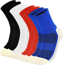 Kids Grip Soccer Socks anti Slip Football Athletic Sports Crew Socks for 4-16 Ye