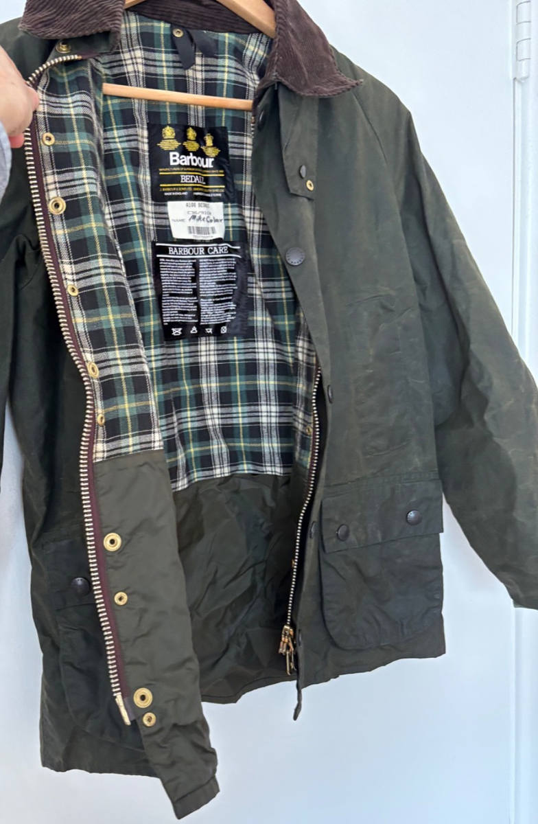 VTG Barbour A100 Bedale Wax Jacket Sage Green C36 Men XS/Small 4