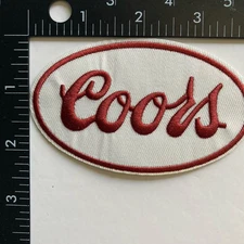Coors Beer Embroidered Iron-On Patch White & Maroon